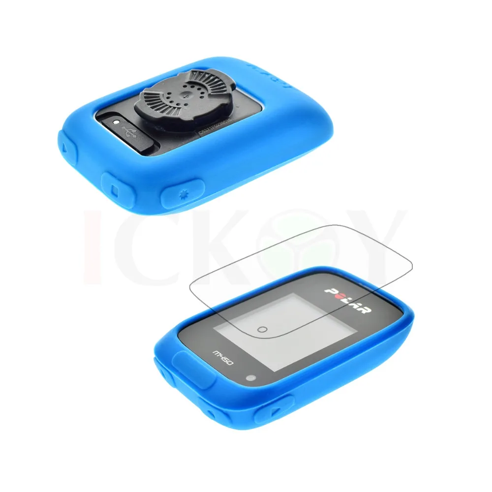 

Outdoor Bycicle Road/Mountain Bike Accessories Rubber Sky Blue Case + Screen Protector Shield Film for Cycling GPS Polar M450