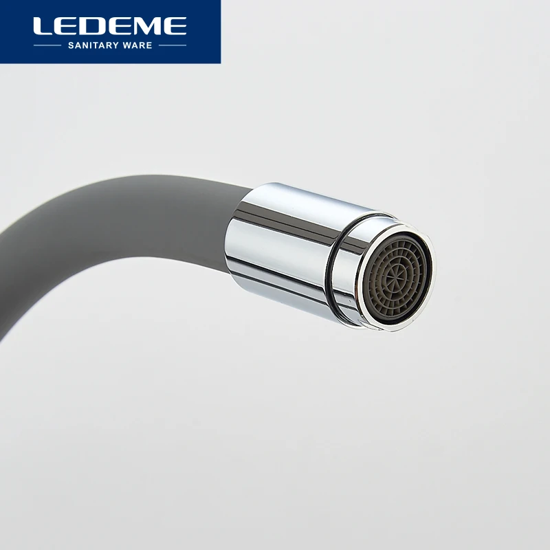 LEDEME Смеситель для кухни с силиконовым изливом латунь Цвет: хром+белый L4898 3|kitchen