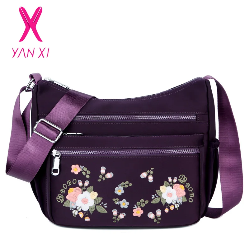 Женская сумка с цветочной вышивкой YANXI Маленькая нейлоновая через плечо 2019|Сумки