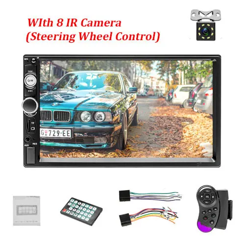 7023B with 8 IR Podofo 2 Din автомагнитола " HD аудио стерео Bluetooth мультимедийный плеер MP5 USB SD FM 2Din Android Зеркало Ссылка плеер авторадио - Цвет: 7023B with 8 IR