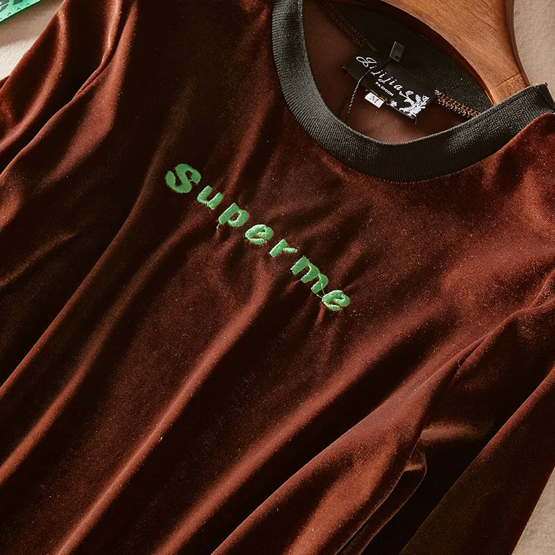 Sister Hot Sale O-neck Story Vogue Of New Fund 2017 Autumn Outfit Suits Embroidered Coat + Skirts Pleuche Two-piece 0246 | Женская