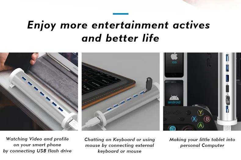 Blueendless 5 Гбит/с, высокая Скорость 4 Порты и разъёмы USB 3,0 концентратор с вкл/выключение usb-хаб для настольного кабель для ноутбука DC# H403U3