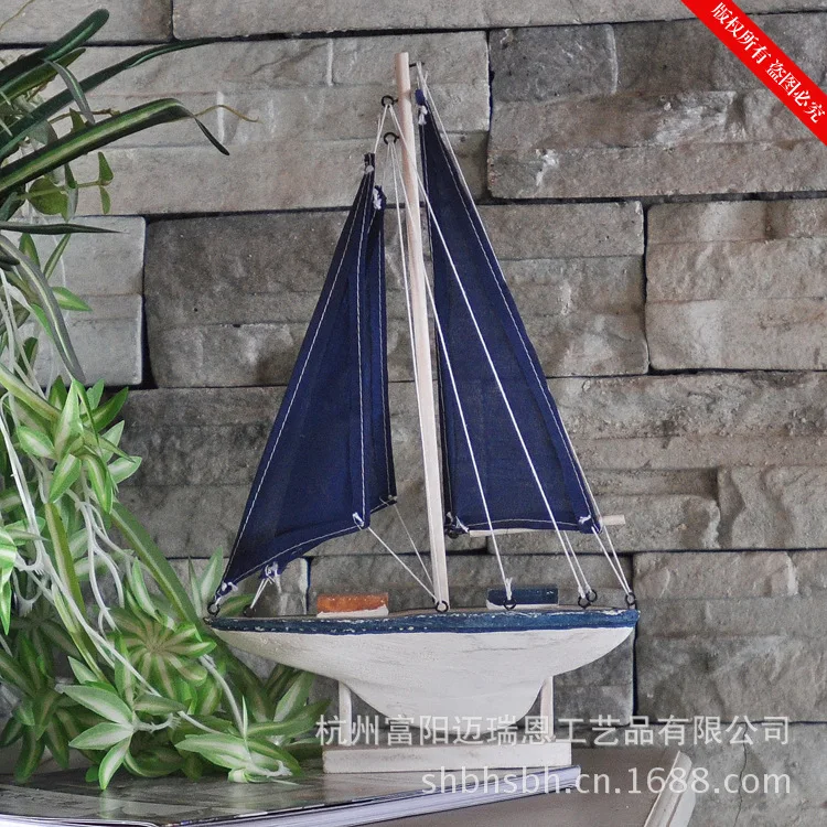 Деревянная модель корабля Miniatur морской ручной работы резная деревянная лодка синий парусный корабль украшения Морской Декор домашние ремесла подарок