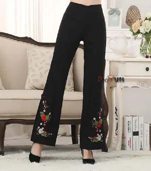 Новое поступление оптом и в продаже женские брюки с цветочной вышивкой в китайском стиле WP03 - Цвет: No 7