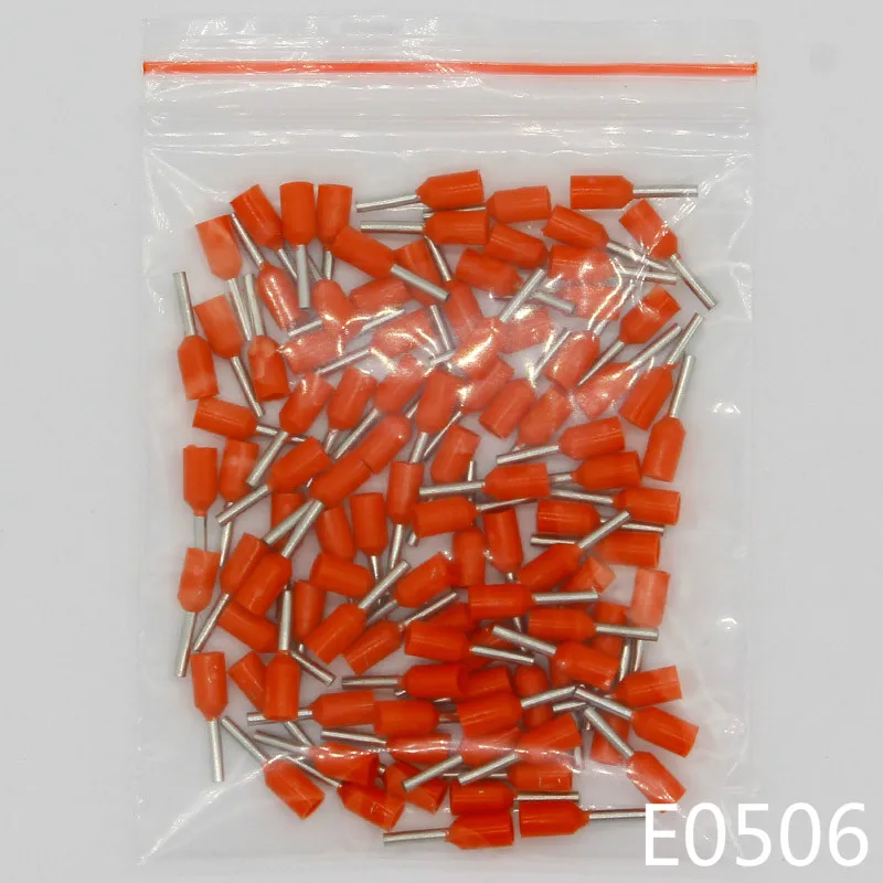 E0506 трубки Изоляционные изолированные клеммы 0.5MM2 кабель провод разъема 100 шт./упак. изоляционные обжимной терминал разъем для электронных сигарет - Цвет: Red