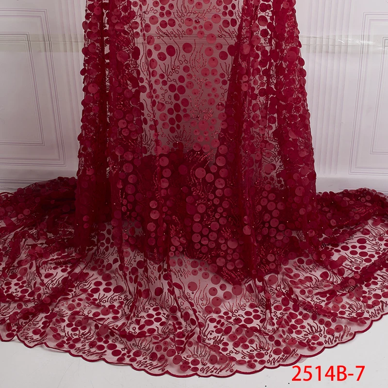 Высокое качество, фиолетовая африканская кружевная ткань, новейшее поступление, блестки, французский тюль, кружевная ткань с блестками, вечерние, свадебные, APW2514B