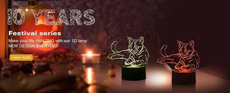 Светодиодные настольные USB LED кошка лампы 3D иллюзия Лампа jawell Night Light модель