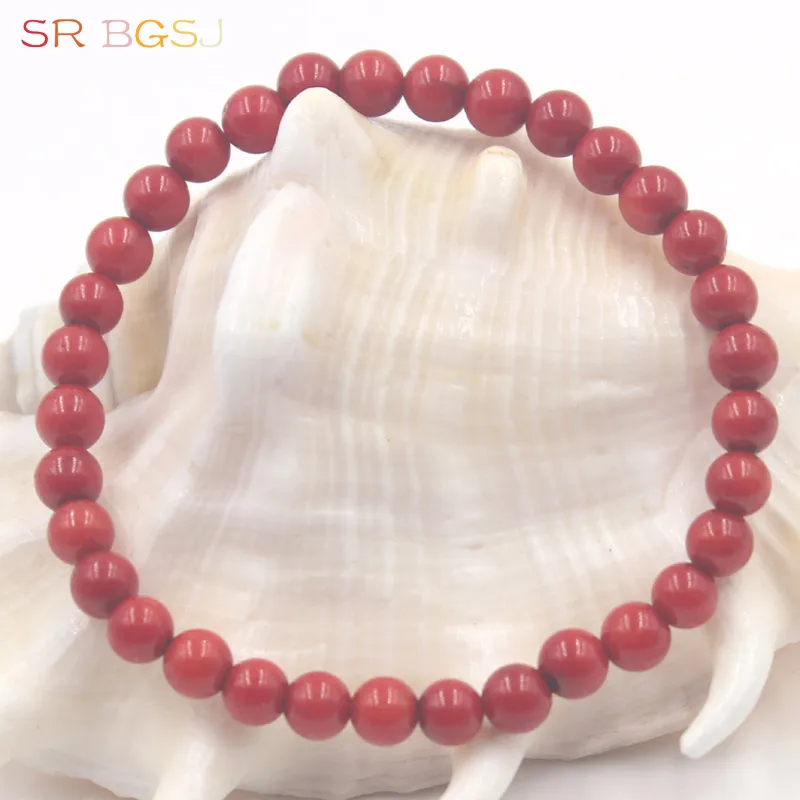 Free Shipping 6 8 10 12mm Round Natural Red Coral Gems Stone Handmade Stretchy Jewelry Bracelet 7&quot 7.5&quot 8&quot|bracelet free shipping|jewelry