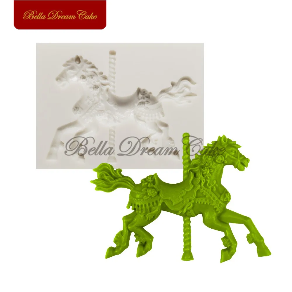 АК Sugarcraft роза цветок Карусель лошадь силиконовая форма помадка формы для торта