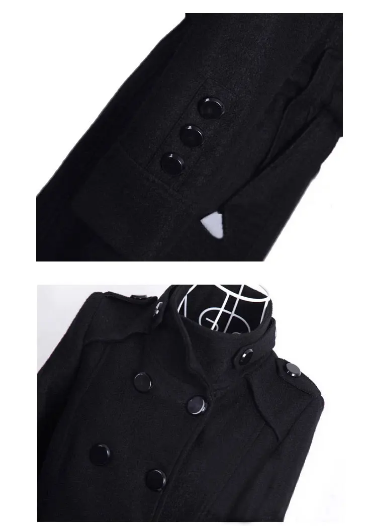 

Black collar warm winter double-breasted coat women's long-sleeved long coat collar coat women's casual autumn 2018 black jacket