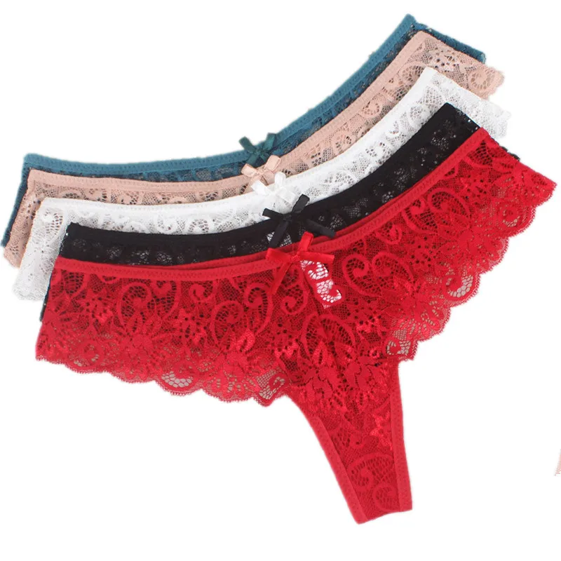 5PCS Sexy Underwear Transparent Thongs T-Back Women Panties Lace G-Strings Ladies Calcinha Tanga Lingerie | Женская одежда