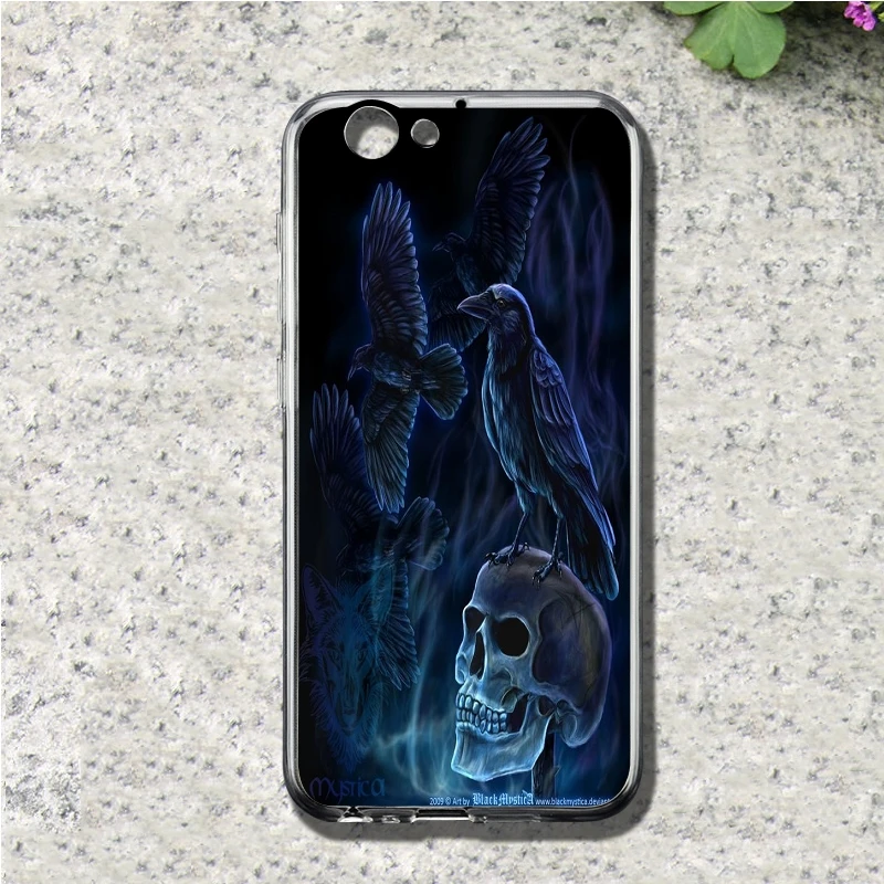 Ворона сел на Череп чехол для телефона htc один A9 M10 M7 M8 M9 E9 плюс Desire 530 626 628 630 816 820 U11