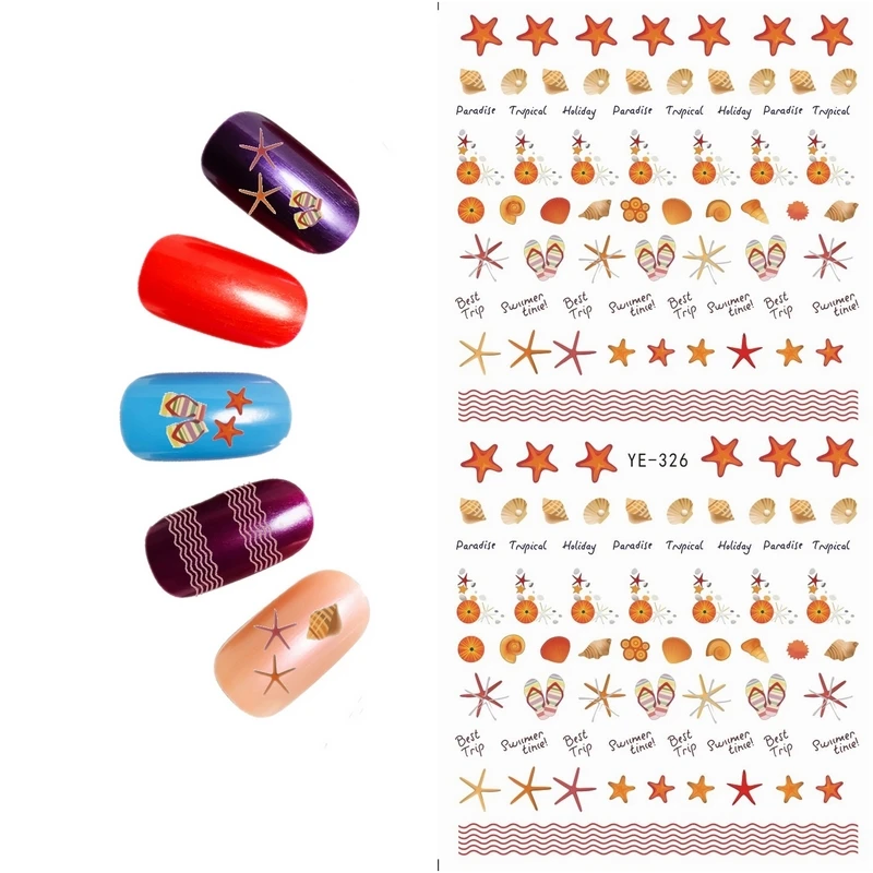 3 упак./лот водная переводная наклейка для дизайна ногтей Наклейка морской