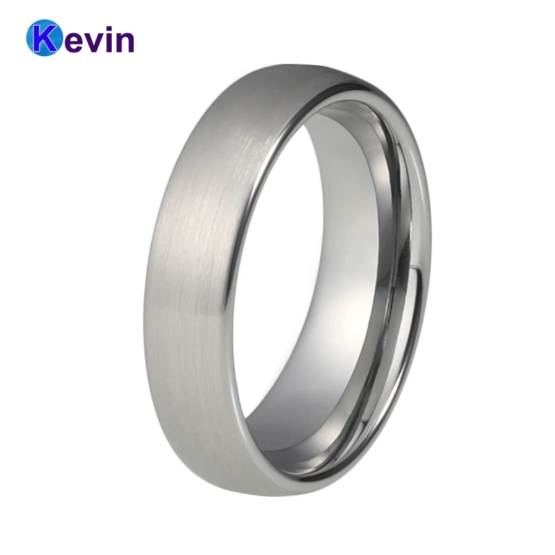 

Women Ring Original Color Tungsten Engagement Wedding Band Domed Brushed 4MM Comfort Fit