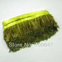 10yardslot yellow colour ringneck pheasant plumage feather fringe feathers 2 3inches5 8cm trimming for crafting