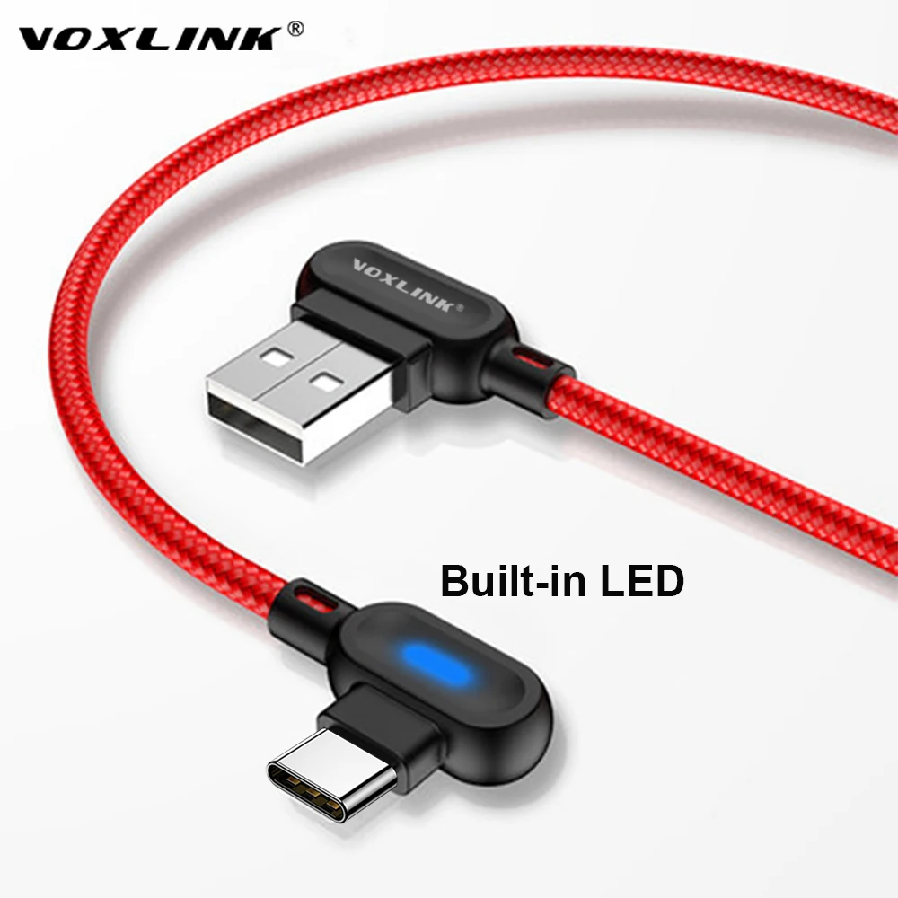 VOXLINK usb type C 90 градусов быстрая зарядка usb c кабель type-c шнур для передачи данных зарядное устройство usb-c для samsung S8 S9 Note 9 8 Xiaomi mi8 mi6