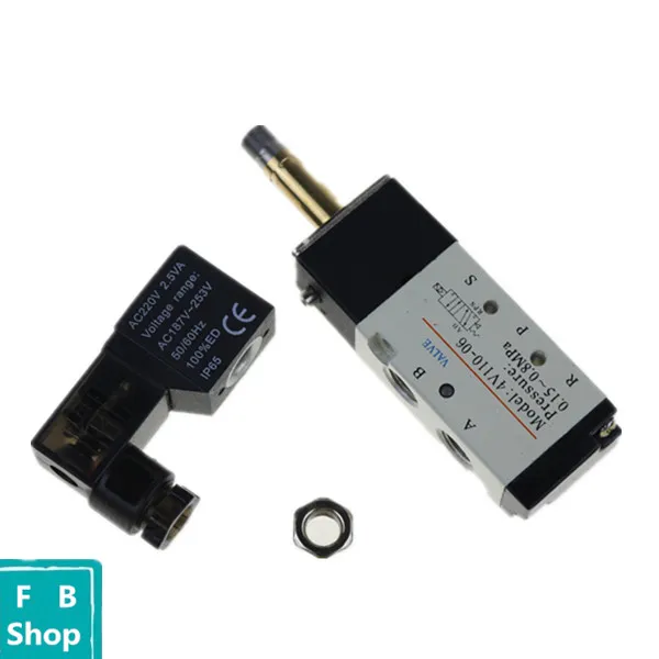 4V110-06 Solenoid Air Valve 5 port 2 position 1/8&quot BSP 12V 24V DC AC 110V 220V 5/2 Way PT1/8 With LED | Обустройство дома