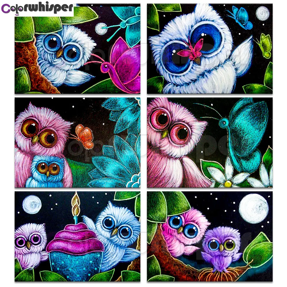 Алмазная живопись полноразмерная/круглая картина со стразами 5D с рисунком совы