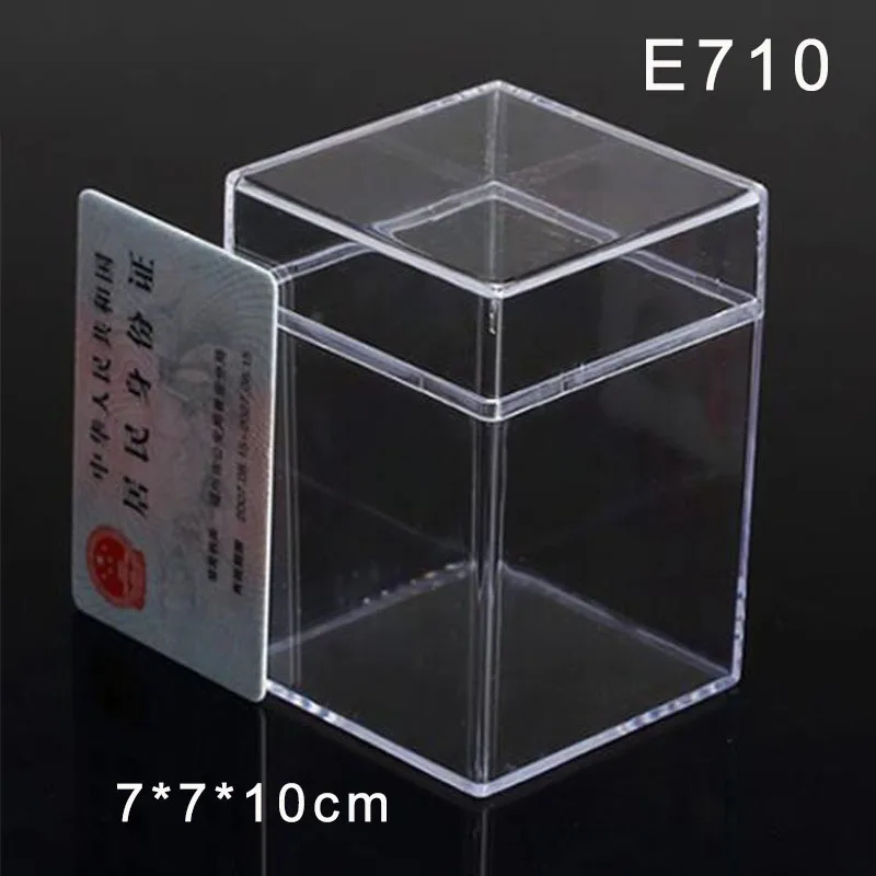 E710 7x7x10cm 22 размера маленькие квадратные прозрачные PS пластиковые коробки для хранения для мини ювелирных изделий/бусин/поделок Чехол Контейнер дисплей упаковочная коробка - Цвет: E710 7x7x10cm