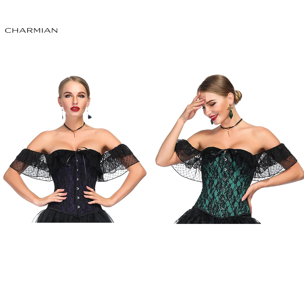 Женский сексуальный Викторианский готический атласный корсет Charmian с открытыми