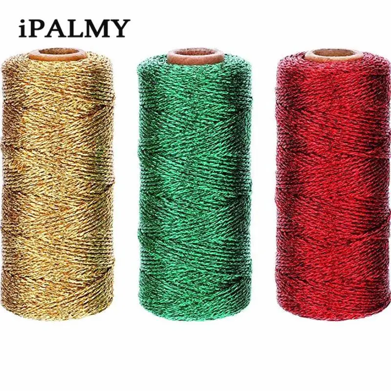 Шпагат ipalmay Блестящий золотистый/красный/зеленый 3 шт. 12 слоев (110 ярдов/катушка)