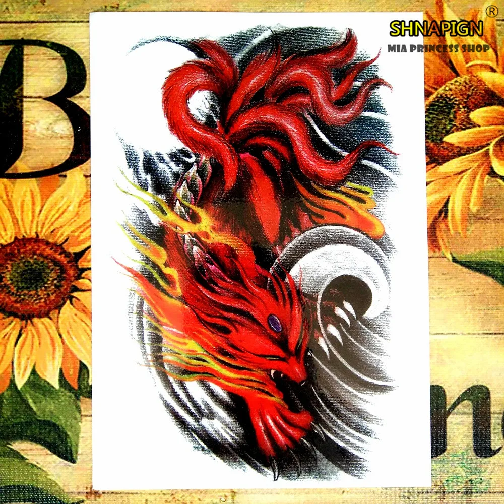 Временная татуировка Firefox боди арт флеш тату наклейка s 12*20 см водонепроницаемая