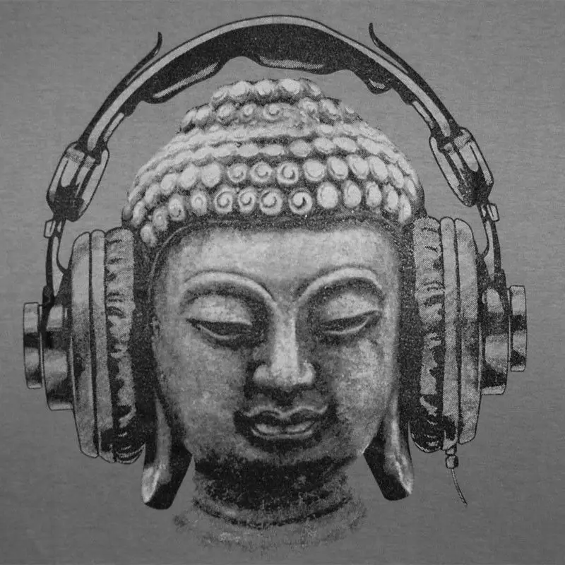 DJ Будда наушники Музыкальный клуб мужская футболка Транс Гоа техно хип хоп Ом рок