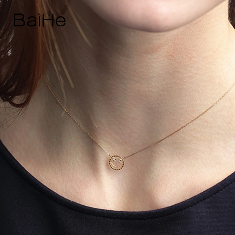 Ожерелье BAIHE из 18-каратного желтого золота H/SI 0.01ct с натуральными бриллиантами и