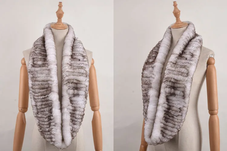 Женский эластичный супер 140 см длинный шарф бесконечность Настоящий мех кролика шаль Роскошная Мода меховые обертывания Зимний теплый шарф для женщин