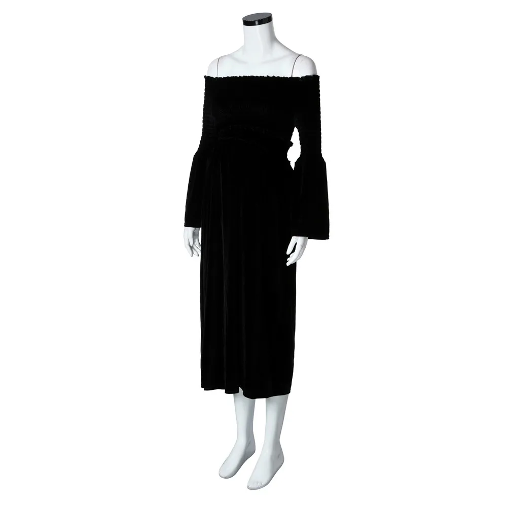 LONSANT Maternity dress Pregnant Women Off Shoulder Velvet Dress Pregnants Sexy Baby For Nursing Long | Мать и ребенок