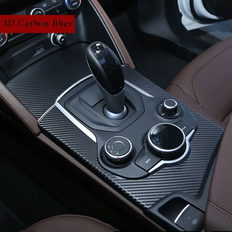5D углеродное волокно декоративная наклейка Накладка для Alfa romeo Giulia Автомобильный интерьер центральный Контроль Переключения передач Панель автомобиля Стайлинг - Цвет: Черный