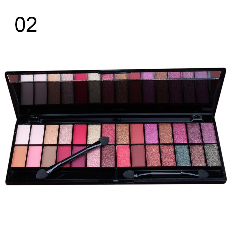 02 28 цветов блестящие тени для макияжа Pallete матовые тени для век Палитра мерцающие и блестящие алмазные тени для век Водонепроницаемая косметика - Цвет: 02