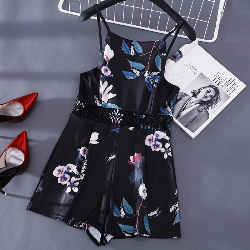 Повседневные Комбинезоны без рукавов с принтом и высокой талией|Комбинезоны c