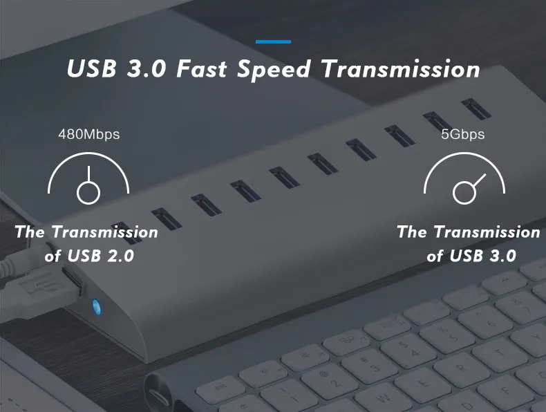 Супер Многофункциональный USB3.0 10 Порты USB HUB 3,0 Алюминий Компьютерные аксессуары для Тетрадь концентратор для настольного компьютера Высокое качество металлическая втулка