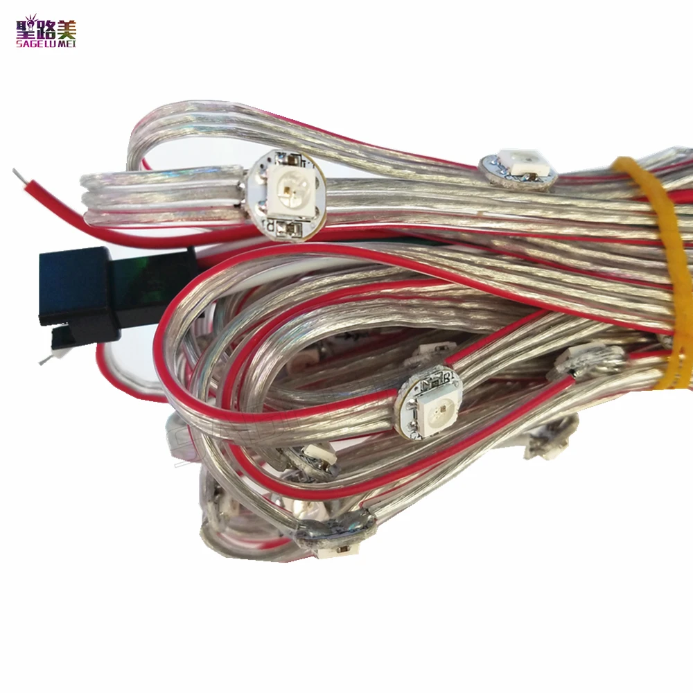 СВЕТОДИОДНЫЙ полноцветный светильник 5050 RGB WS2811 IC встроенный струнный светильник ing праздничный 50 пикселей предварительно припаянный WS2812B 2812 светодиодный радиатор DC5V