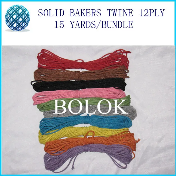 

solid bakers twine 15yards/bundle 2mm 12 ply 20pcs/lot solid DIY twine,plain bakers twine 10 color wholesales by free shipping