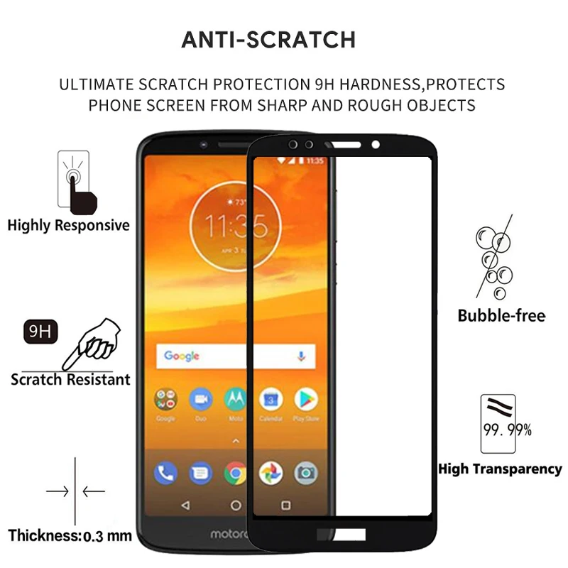 2 шт. 100% оригинальное закаленное стекло с полным покрытием для Motorola E5 защита