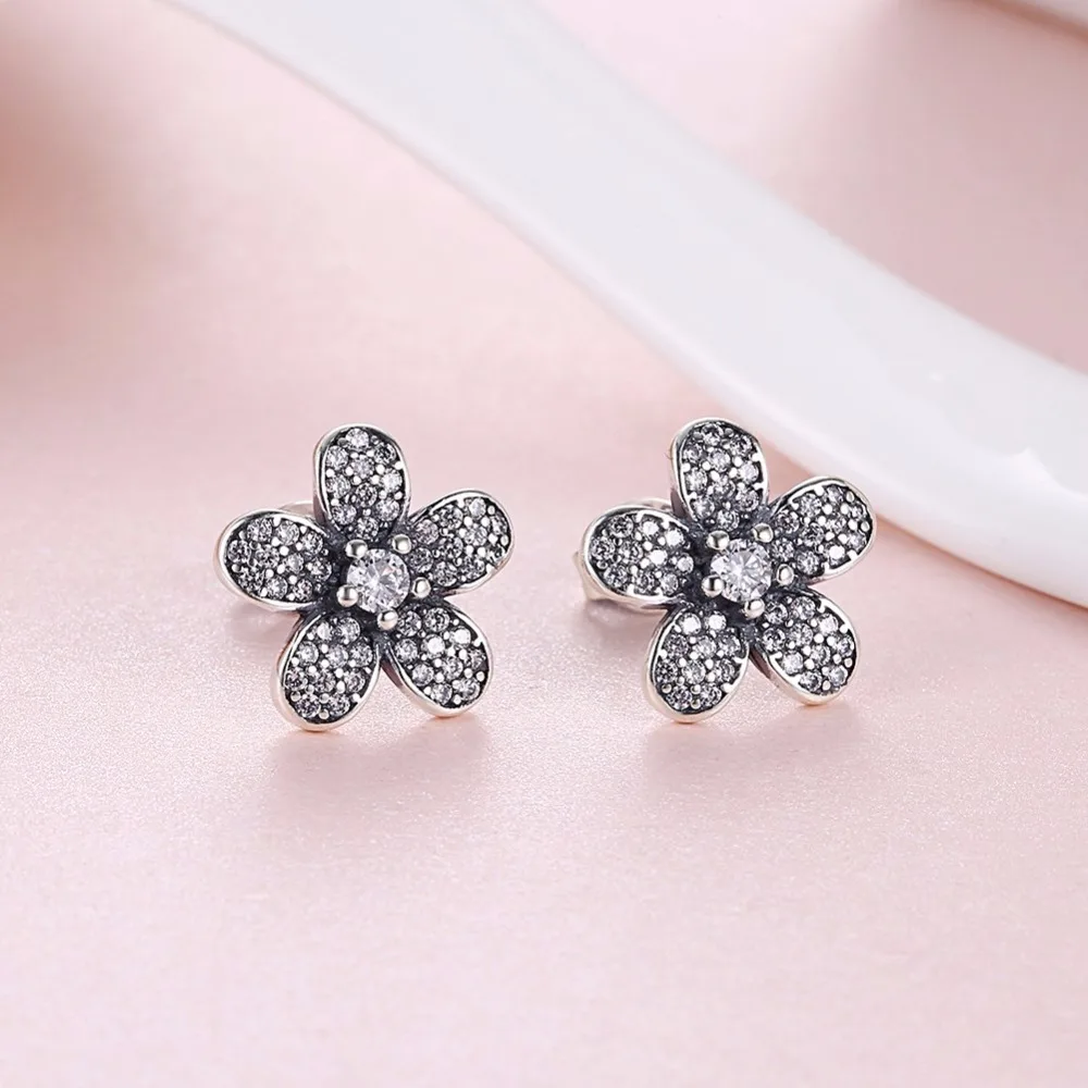 CICI WARREN Fine Jewelry 925 Sterling Silver Stud Earrings Flower style Paved AAA+ Zircon Gifts For Women CWE016 | Украшения и