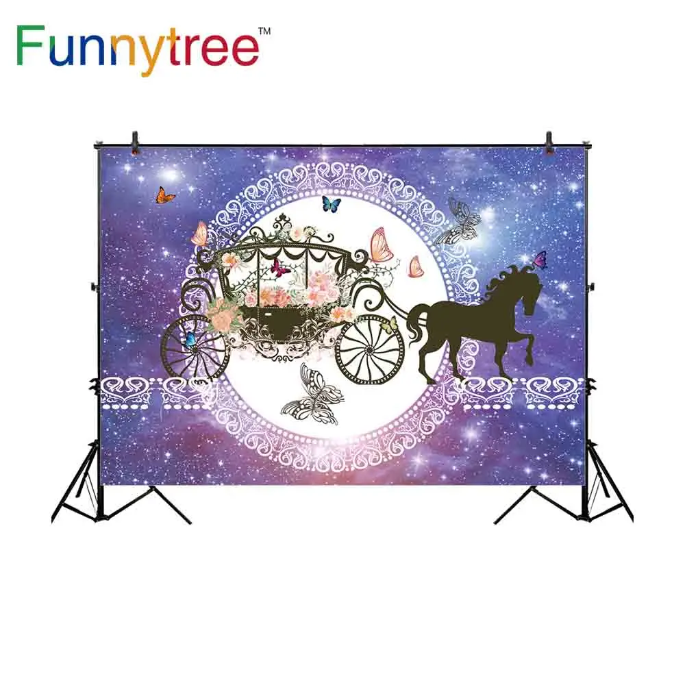 Фоны для фотосъемки Funnytree Алиса в стране чудес Вечеринка лошадь карета бабочка