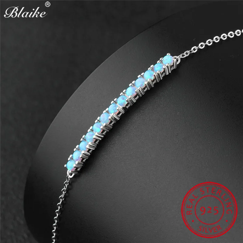 Браслеты Blaike из 100% серебра 925 пробы с голубым огненным опалом для женщин