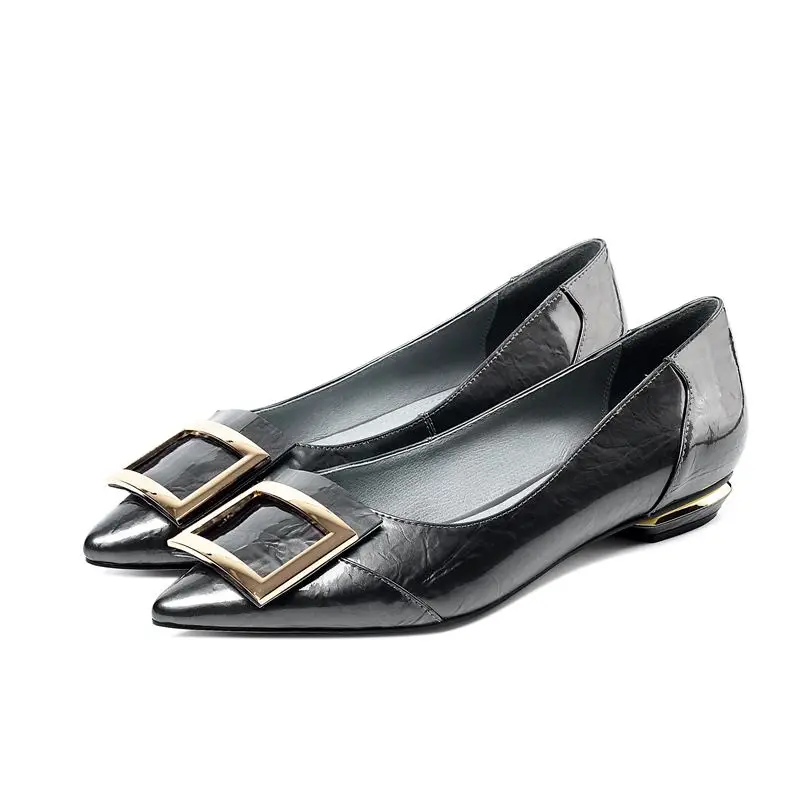 as picture ALLBITEFO full genuine leather low-heeled comfortable office ladies shoes high quality women heels party women shoes size:33-43 - Цвет: as picture