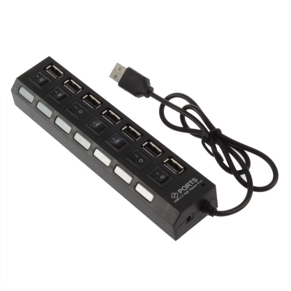 7 порт USB 2 0 3 концентратор Мульти разветвитель с Мощность Вкл/выключения высокого