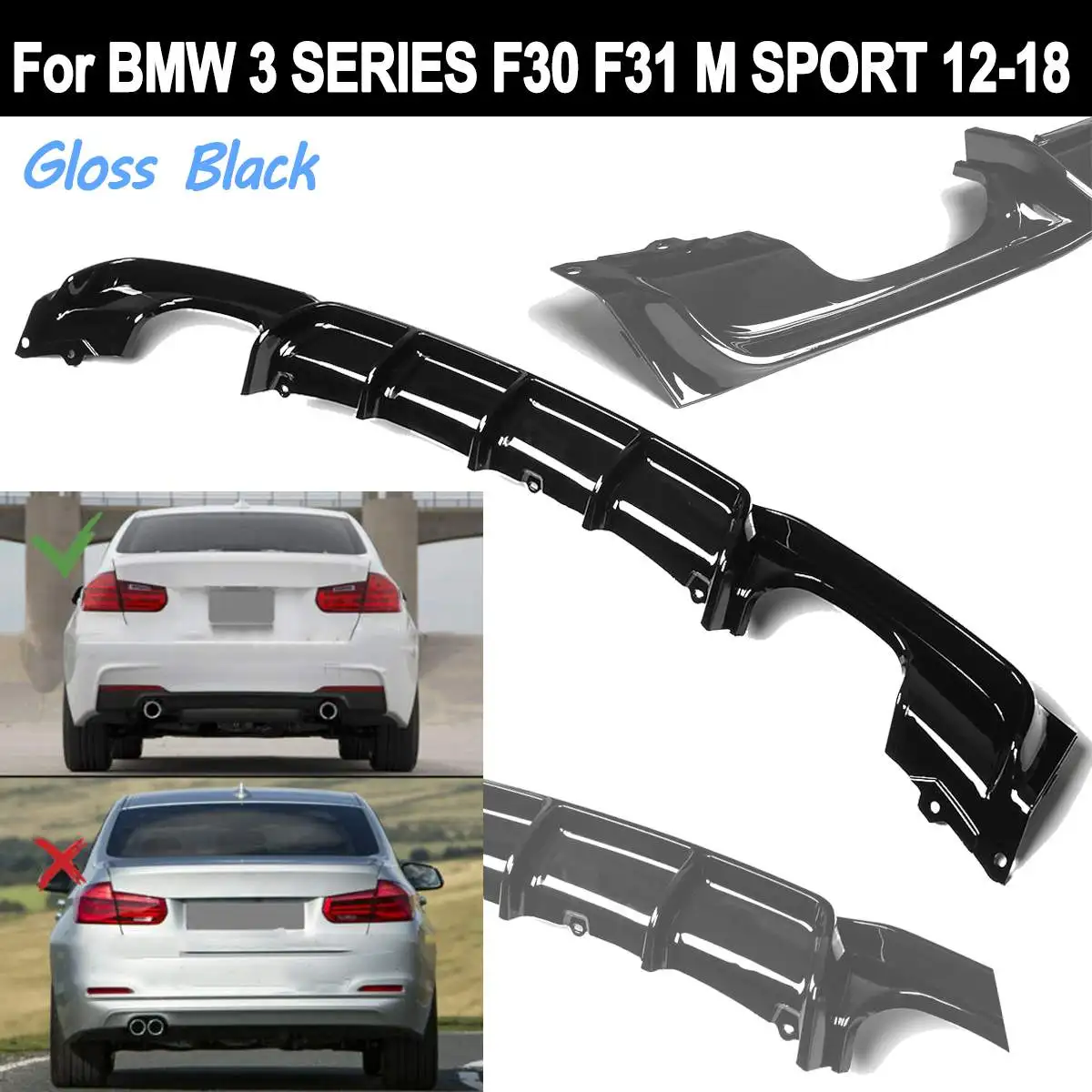 Автомобильный диффузор заднего бампера спойлер для BMW 3 серии F30 F31 M SPORT 2012 2018 купе