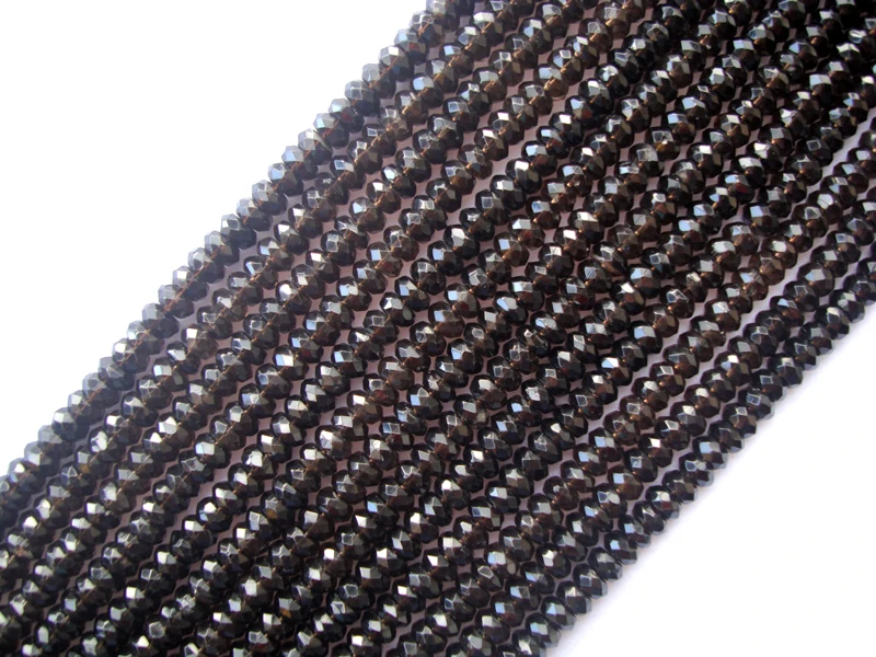 Ограненные бусины из натурального дымчатого кварца 4*8 мм свободные для