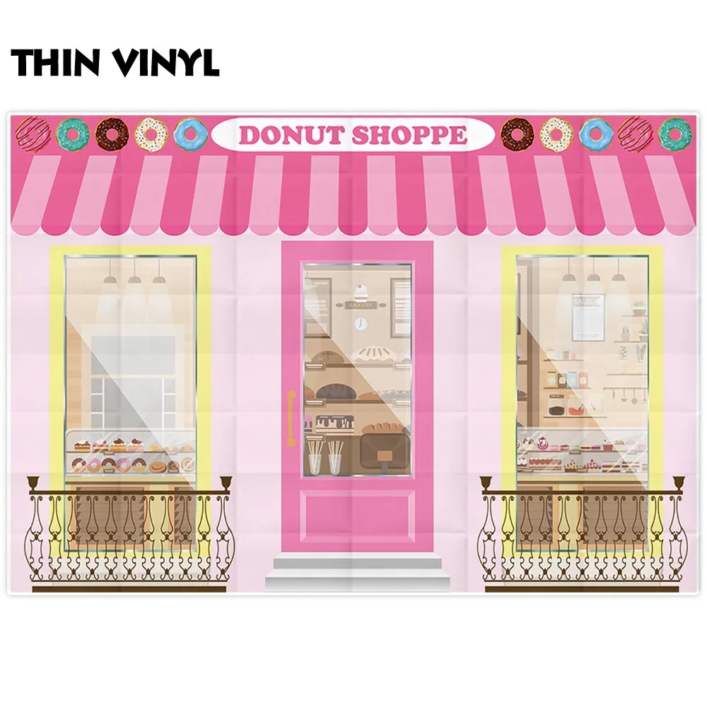 Allenjoy фото Фотофон розовый пончик шопп мультфильм дверь девушка день рождения фон