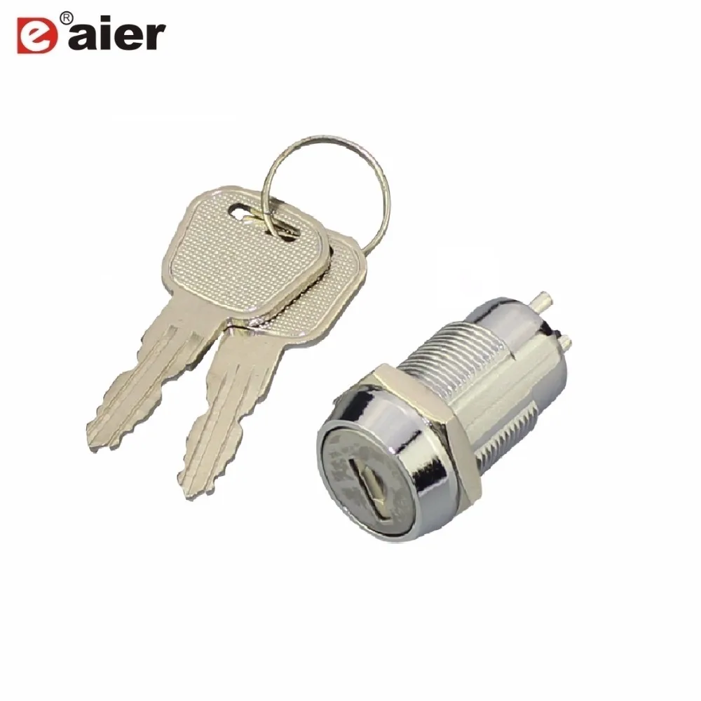 

1PCS 19mm Key Switch 2 Position ON-OFF Key Pulled On Both Position 2PIN 2A 250VAC 4A 28VDC Metal Switches+2 Keys 40.3mm Length