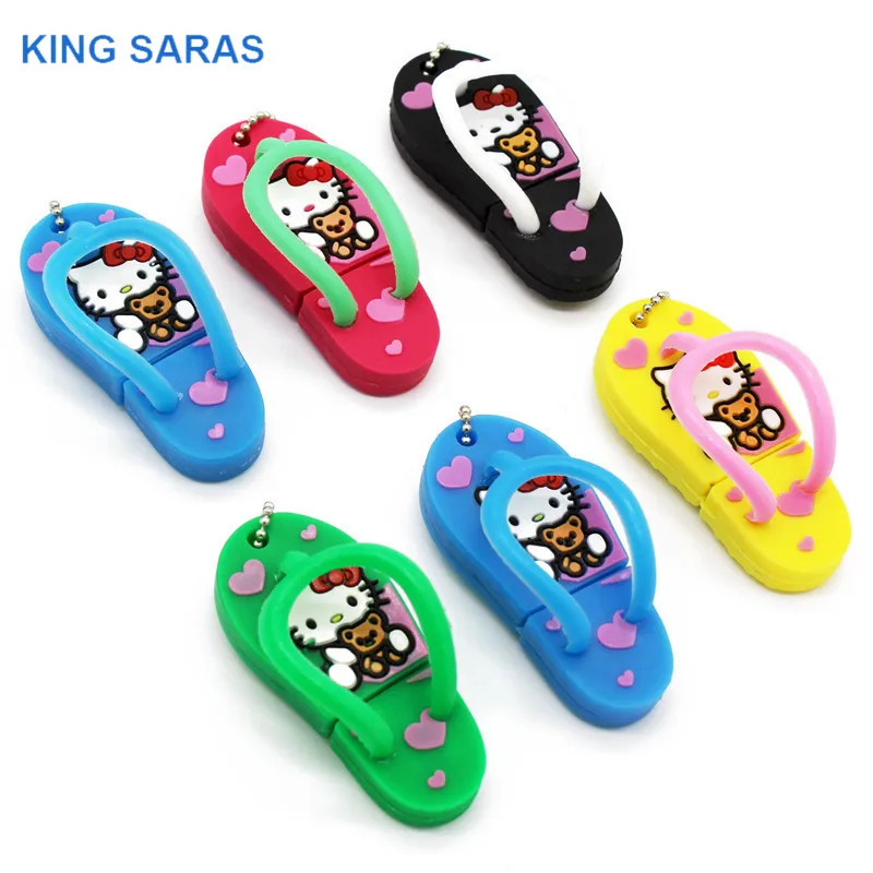 KING SARAS 64 Гб cartioon милый черный желтый синий цвет hello Kitty обуви usb флэш накопитель 2 0 4