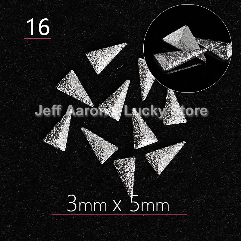 16 Design 500 шт Золотые Серебряные Матовые металлические украшения для дизайна ногтей, Пуссеты, амулеты для маникюра, поддельные ногти, аксессуары, принадлежности, инструмент - Цвет: 16 Design