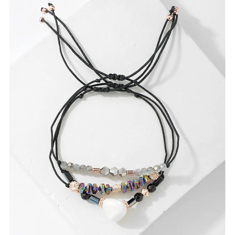 Style2 Black Wild& Free, Новинка лета, браслеты в виде морской звезды, набор для женщин, 3 слоя, в виде ракушки, браслеты с подвесками и браслеты, для женщин, регулируемые ювелирные изделия - Окраска металла: Style2 Black