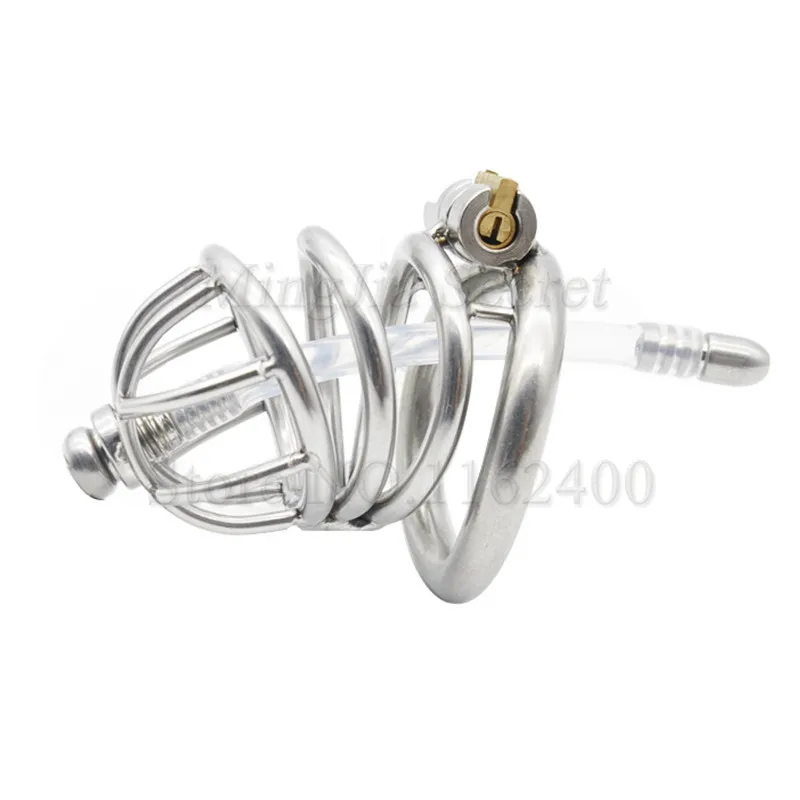2020 Stainless Steel Male Chastity Device with Catheter Cock Cage Penis Rings Lock Fetish Slave BDSM Sex Toy For Men | Красота и